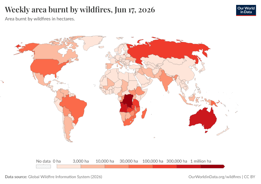 A thumbnail of the "Weekly area burnt by wildfires" chart